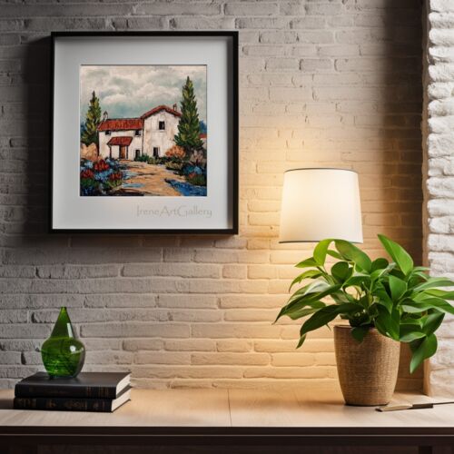 Rustic Houses Tuscany Countryside Landscape 8x8" Original Oil Painting Handmade - Picture 9 of 12