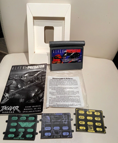 Alien VS Predator Atari Jaguar Cart+Manual+ 3 Overlays, White insert CIB DMG #D6 - Picture 7 of 8