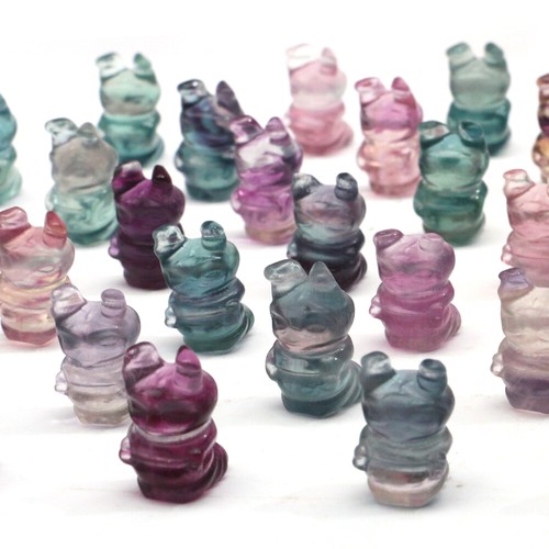 Natural Fluorite Animals Statue Stone Carving Quartz Crystal Healing Reiki Decor - Picture 48 of 123