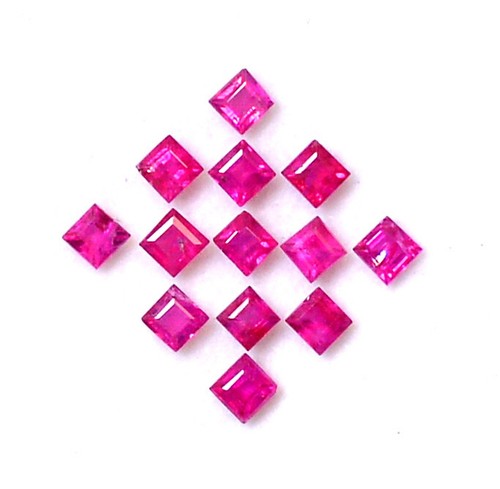 2 mm Natural Ruby Square Cut Lot 13 Pieces 0.91 CTS Burma Loose Gemstones - Picture 8 of 9