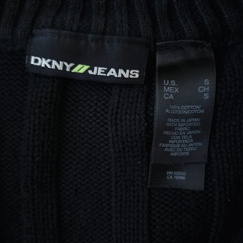 Vintage Y2K DKNY Sweater Mens Small Black 1/4 Zip Ribbed Spellout Pullover - Picture 15 of 16