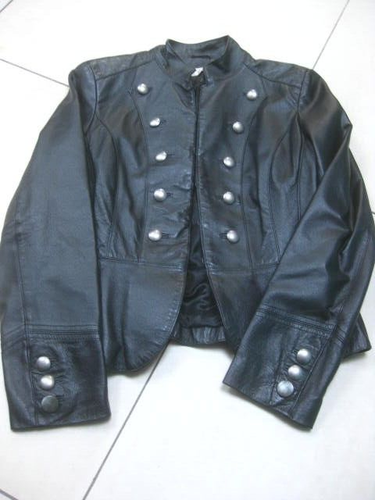 NEXT LEATHER MILITARY JACKET 12 10 black silver buttons cavalry steampunk real