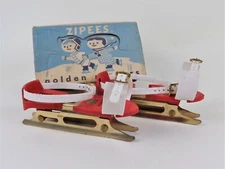 Vintage Children's Ice Skates Zipees Brand 1957 IOB Retro Holiday Decor Cabin