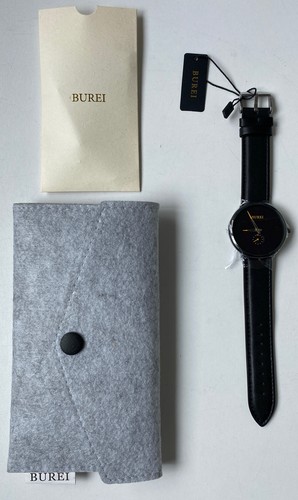 BUREI Men's Minimalist water proof Wrist Watch Analog Date with Leather Strap - Picture 3 of 4