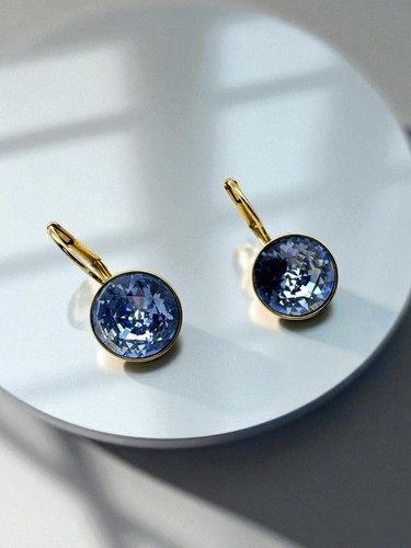c2015 MYJS Gold Plated Blue Crystal Earrings. E245