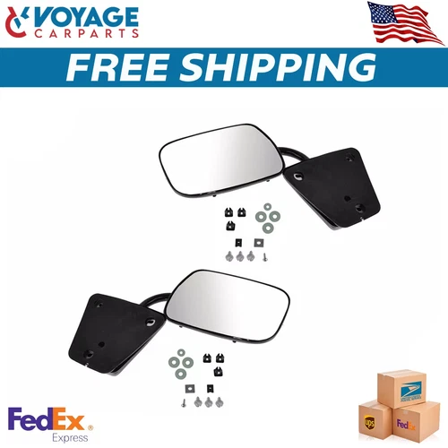 Mirror Set Manual Black 3 Bolt Mount Driver & Passenger Side For 1973-1991 Chevy