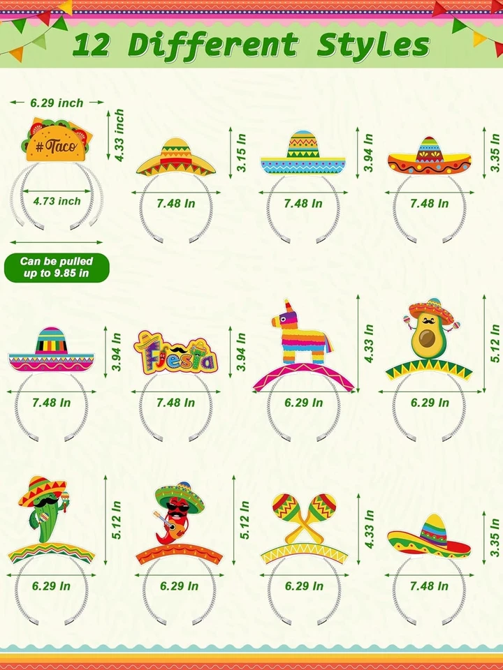 Diademas vibrantes de cartón Cinco de Mayo - 12 diseños únicos para celebraciones Foto 4 de 4