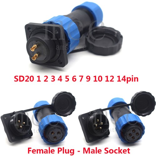 SD20 1-14pin Bulkhead Aviation Waterproof IP68 Plug Socket Power Cord Connector - Picture 3 of 12