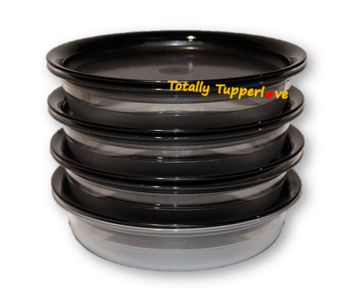 Tupperware Preludio Bowls Set of 4 Black 350 ml / 12 oz. / 1.5 Cups Vintage EUC - Picture 2 of 2