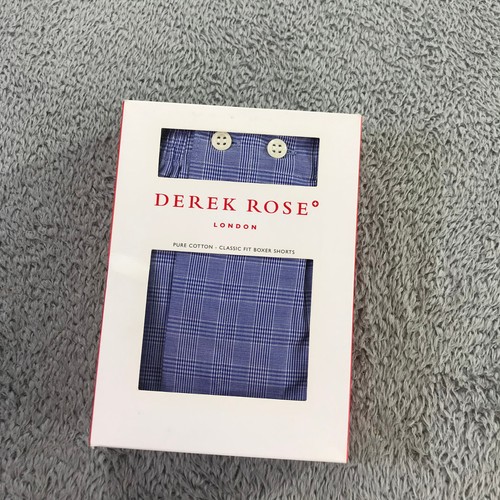 Derek Rose Boxer Mens Medium Pure Cotton Classic Boxer Shorts Blue Plaid - Picture 3 of 9
