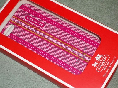 COACH~Tick Stripe Print~iPhone 5~iPhone Case (Pink/Lime