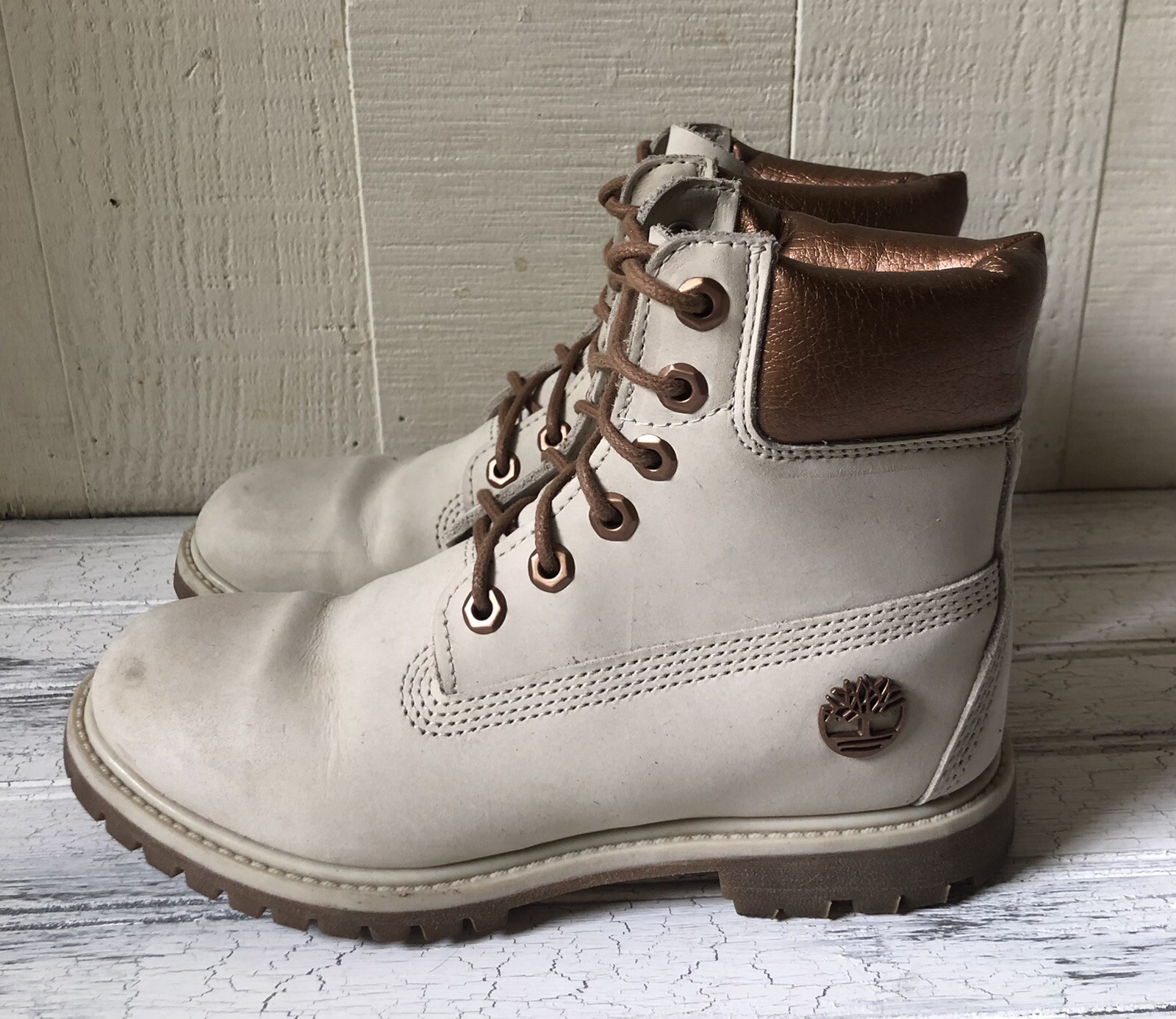 Timberland Cream/Rose Gold Leather 