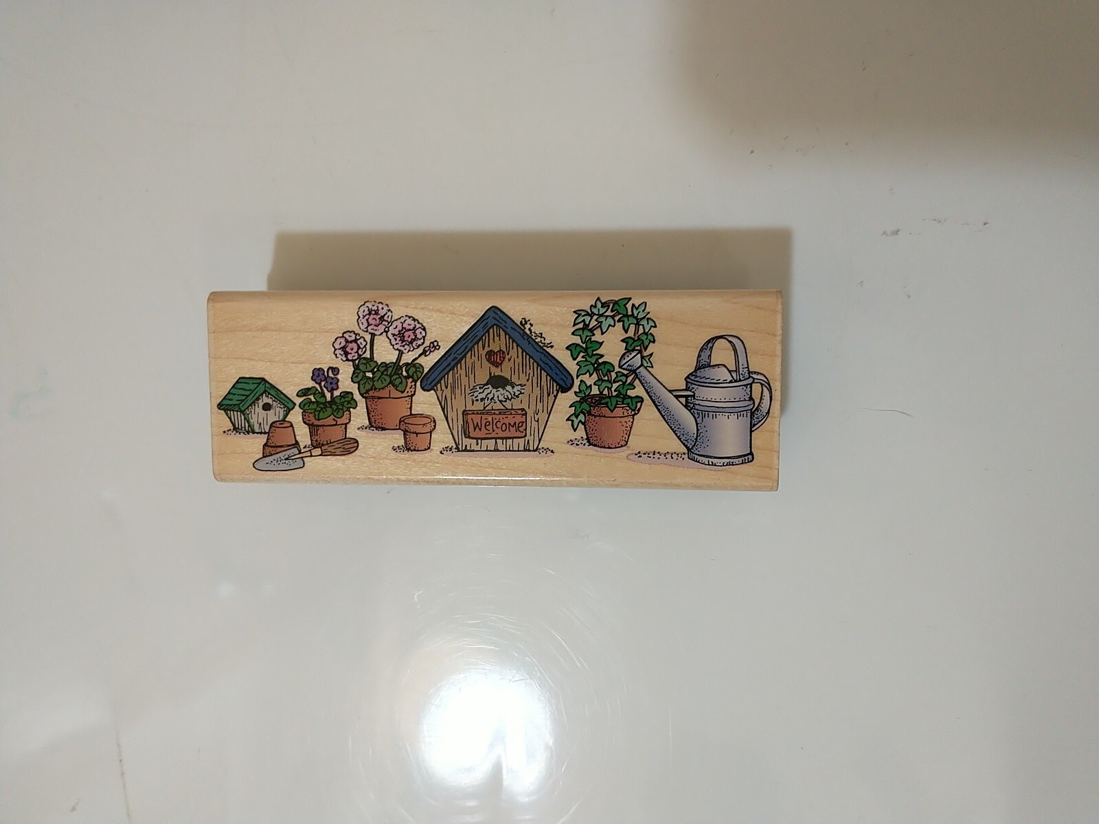 Birdhouse Border Rubber Stamp Wood Mount 1.25 x 3.75