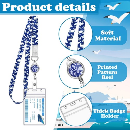 4 Pack Cruise Lanyard for Ship Cards Lanyards with Retractable Badge Reels - Picture 6 of 7