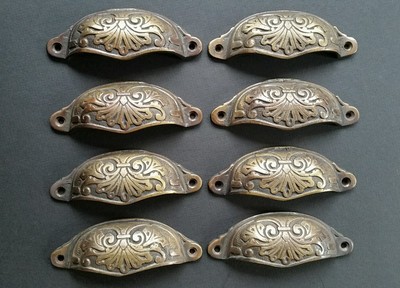8 Apothecary Drawer Cup Bin Pull Handles 3 1 2 C Antique Vict