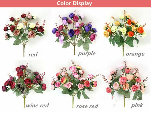 Artificial Rose Flower Bouquet Fake Plant Bunch Wedding Party Home Decor Xmas US - Picture 5 of 36
