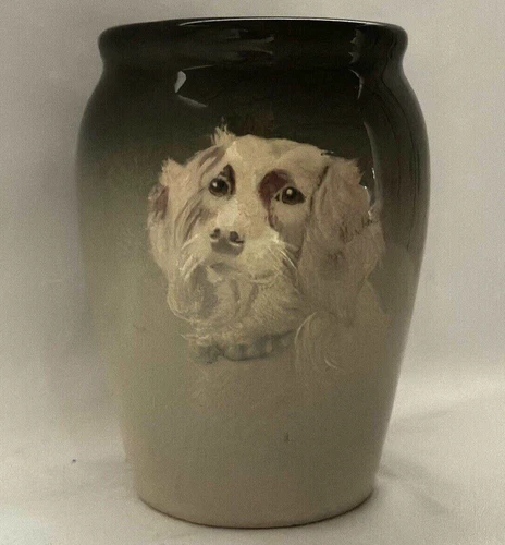 WELLER POTTERY EOCEAN MUG W/ DOG BY ELIZABETH BLAKE...ARTIST SIGNED & MINT! RARE