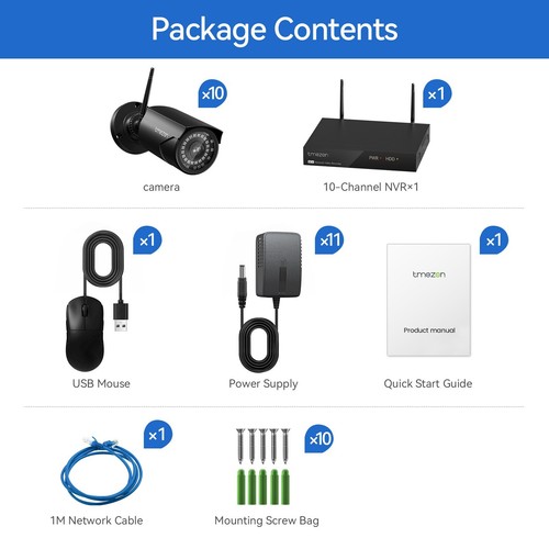 5MP Funk WLAN Überwachungskamera Set Videoüberwachung Kamera AUßEN 10CH NVR 2TB - Bild 4 von 56