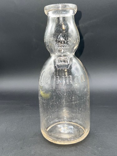 Vtg Chapman 1 Quart Glass Cream Whips Bottle With Embossed Text & Unique Shape - Bild 3 von 4