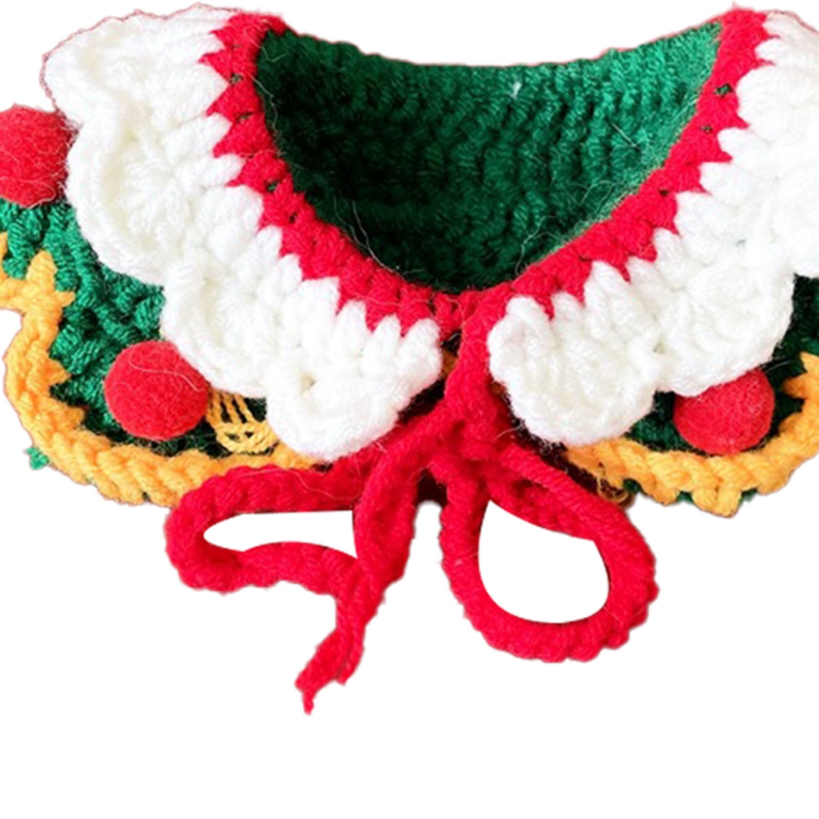 Green Double Collar S Pet Christmas Scarf Handcrafted Knitted Warm Comfortab Fd5 - Picture 3 of 12
