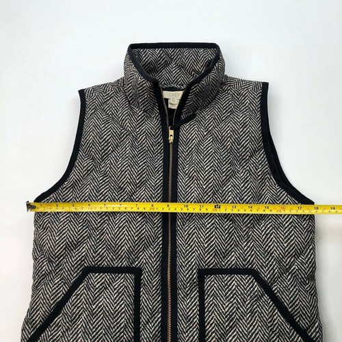 J.Crew Puffer Vest Herringbone Quilted Puffer Black Tan Casual Zip Women Size XS - Picture 8 of 9