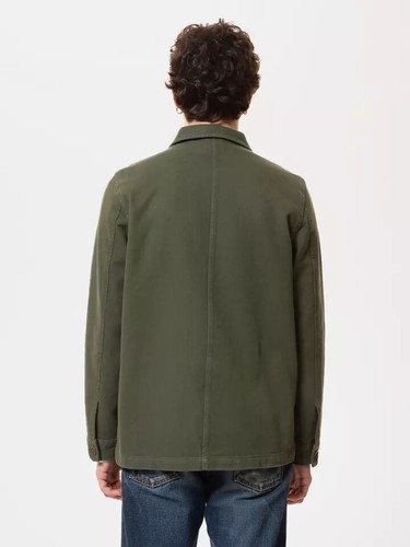 NUDIE JEANS Jacket Barney 100% cotone organico Giacca lavoro Verde Oliva Nuova - Imagen 3 de 6