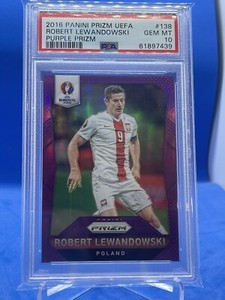 2016 Panini Prizm UEFA Robert Lewandowski Purple /99 PRIZM #138 Poland PSA 10 🔥