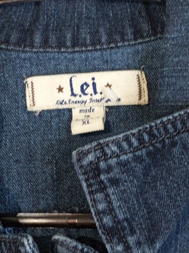 Demin Jean Jacket Girl's Size Junior XLarge L.E.I. Denim - Picture 3 of 3