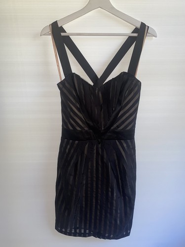 Cooper St Black Stripe Sleeveless Cocktail Party Mini Dress Size 10 AUS made - Picture 4 of 12