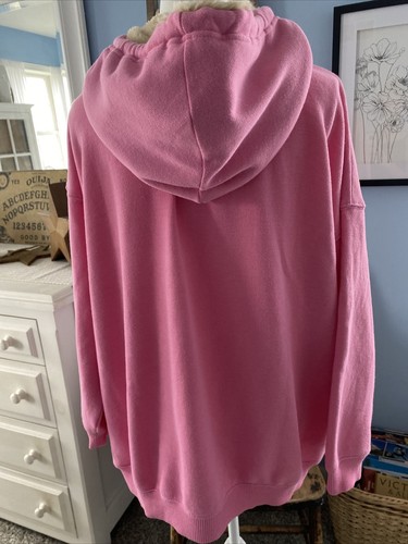 Aerie Hoodie Sweatshirt Coziest Spring Street Hoodie Fur Lined Pink Top Medium M - Bild 11 von 11