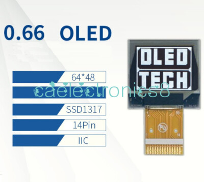 0.66 inch White OLED Display 64x48 0.66'' LCD Screen IIC I2C for Arduino