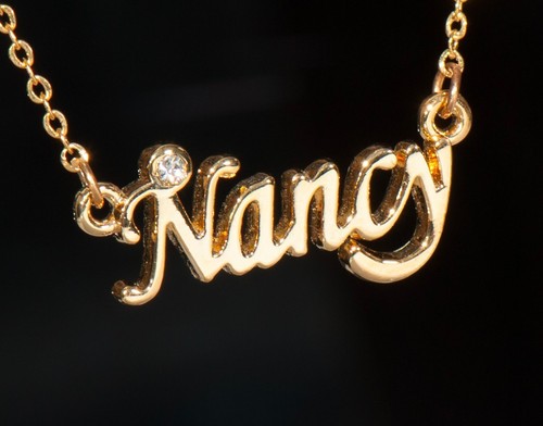 NANCY Name Necklace with Rhinestone Gold or Silver Tone