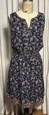 Market&Spruce Womens Dark Blue/Orange/Cream Sleeveless Dress Sz 1X Pre-owned