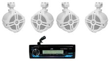 JVC KD-X38MBS 1-Din Marine Stereo Receiver w/Bluetooth 4 6.5" Tower Speakers