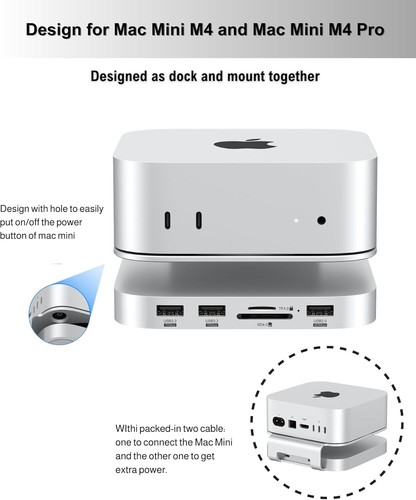 Mac Mini M4 Dock with Enhanced Cooling & 5 USB Ports for Optimal Performance - Picture 4 of 11