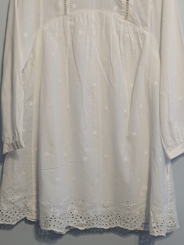 Urban Outfitters white cotton 3/4 sleeve embroidered dress Boho Cottagecore LG - Picture 4 of 18