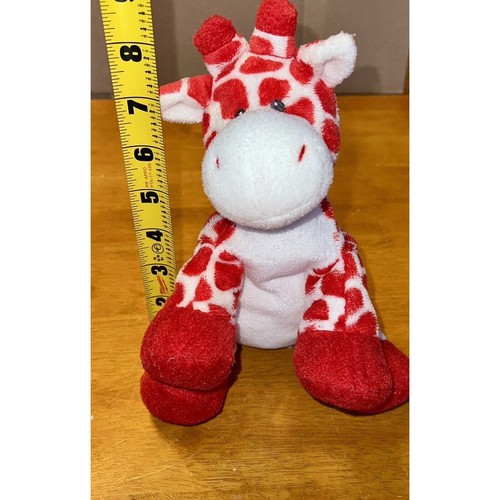 2007 Ty Pluffies Kisser Plüsch Valentinstag Giraffe rot weiß Stofftier Spielzeug - Bild 6 von 8
