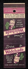 Welch's Welchade Made with Grape Juice Matchbook Cover VGC c1940's
