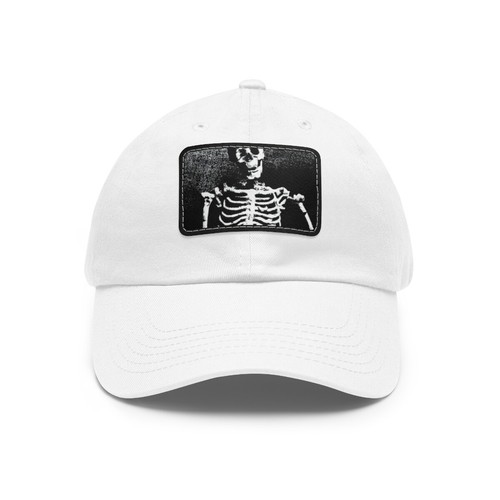 Dad Hat Faux Leather Patch Skeleton Skull Gothic Emo Metal Band Halloween Skater - Picture 2 of 37