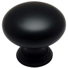 10 Pack Flat Black Cabinet Hardware Round Mushroom Knob 1-1/4" Diameter