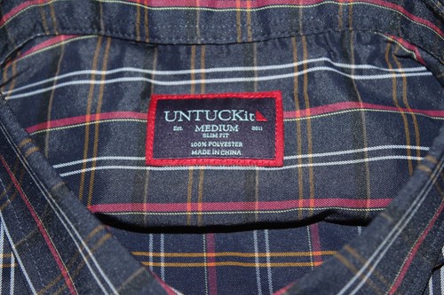 NEW UNTUCKit Valencay Performance Long Sleeve Plaid Button Down Shirt Sz M Slim - Picture 2 of 9