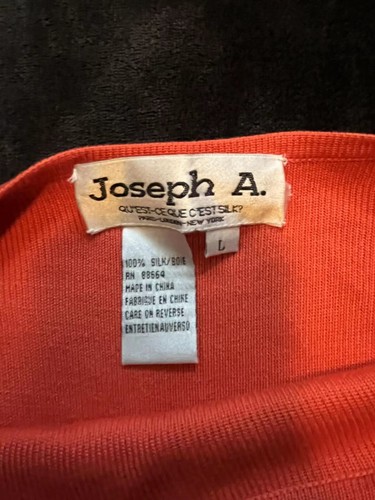 NEW Joseph A. Orange Silk Top Size L Short Sleeve - Picture 6 of 9