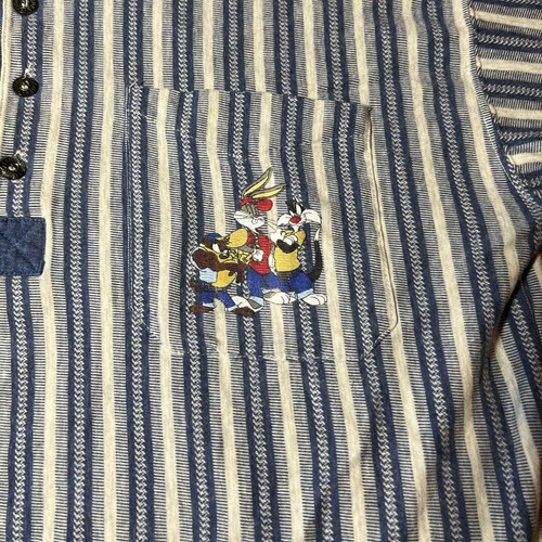 Camiseta Looney Tunes Vintage 1997 Clásica Bugs Bunny Azul Rayas Para Hombre Talla M - Imagen 2 de 6