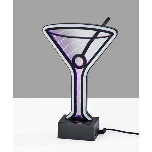 10 In. Black Infinity Neon Martini Glass Table/Wall Lamp - Picture 6 of 12