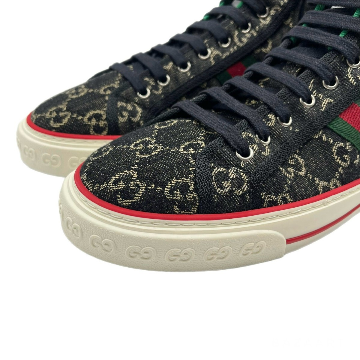NIB Gucci GG Jacquard Black Denim High-Top Tennis 1977 Men's