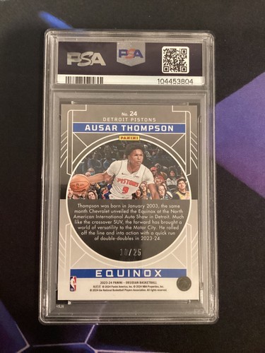 2023-24 Panini Obsidian - Equinox Ausar Thompson #24 Electric Etch Green /25... - Picture 2 of 2