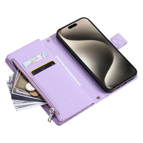 For iPhone 16 15 14 13 12 11 Pro Max 8 7 Plus Zipper Leather Wallet Case Cover - Picture 43 of 70