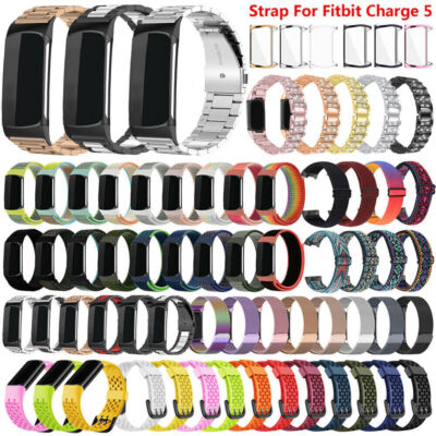 Nylon Silikon Leder Uhrenarmband Für Fitbit Charge 5 6 Smartwatch Ersatz Armband