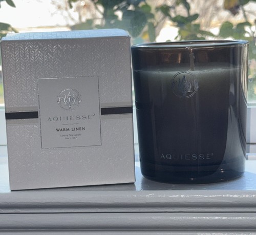 AQUIESSE Warm Linen Scented Candle 9 oz NIB Organic Soybean Oil - Picture 4 of 5