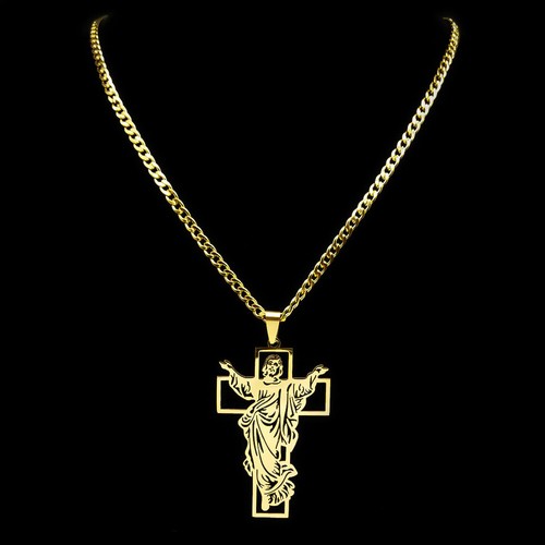 Herren Edelstahl Hohl Kreuz Anhänger Halskette Schmuck Großhandel - Bild 2 von 12